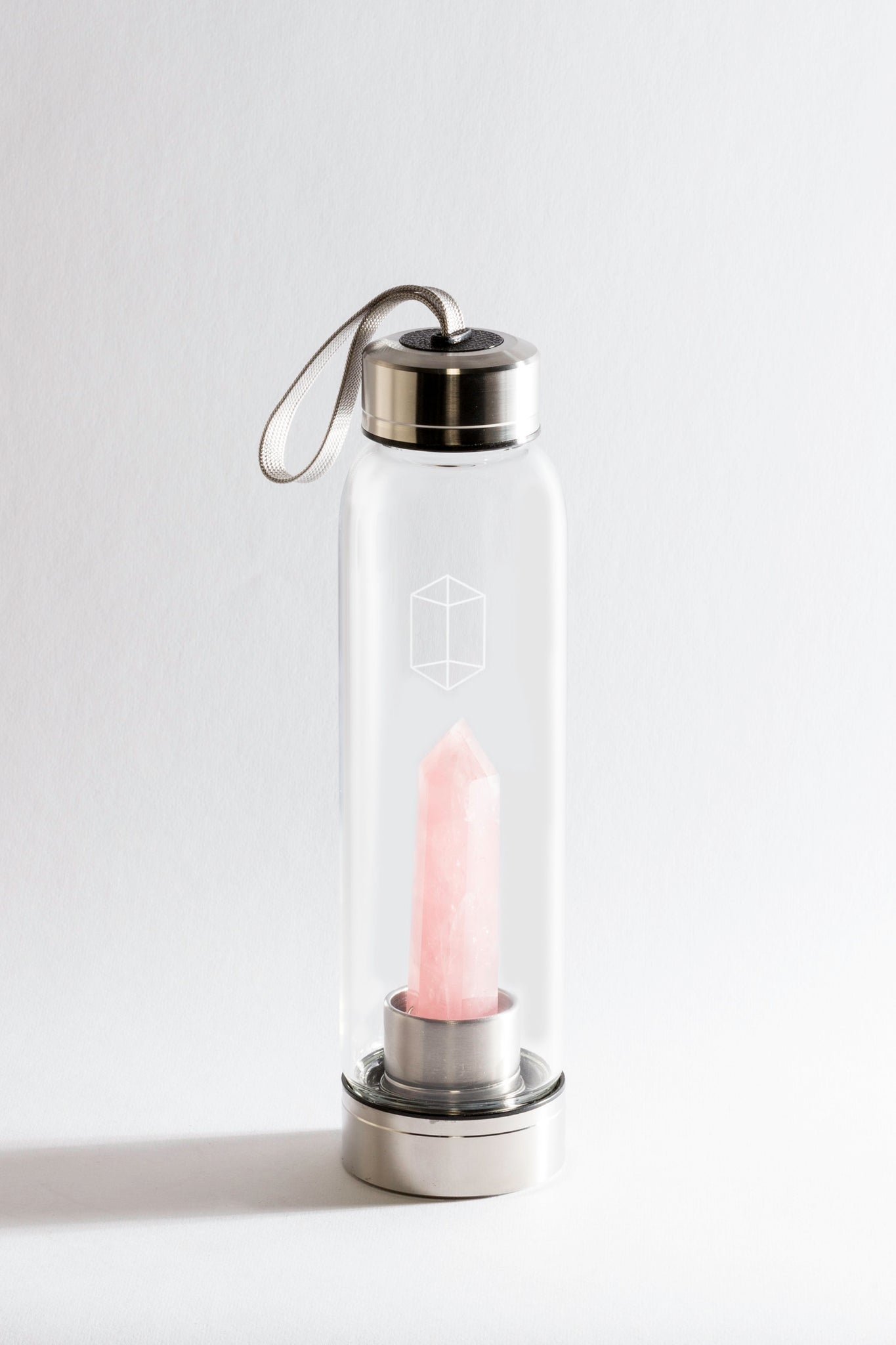 Testing the Glacce Bottle With a Big Chunk of Rose Quartz in the Middle